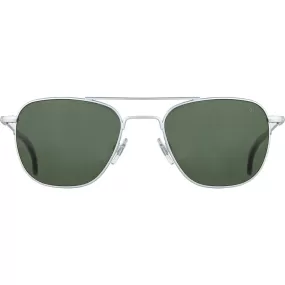 American Optical Big Original Pilot Sunglasses Standard | Matte Silver/Polarized Nylon Green