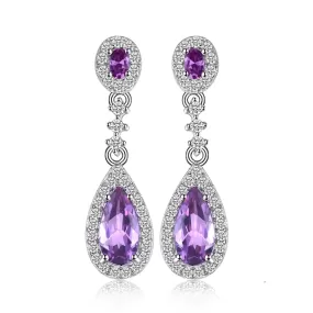 Created Alexandrite Sapphire Silver Drop Earrings