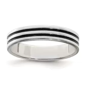 Polished Black Enamel Women's Ring in Sterling Silver